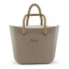 This Stone Tote Bag features a stunning vinyl exterior that exudes sophistication while the handles and inners are interchangeable