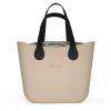 This Sand Tote Bag features a stunning vinyl exterior that exudes sophistication while the handles and inners are interchangeable