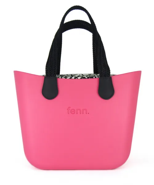 This Fushia Tote Bag features a stunning vinyl exterior that exudes sophistication while the handles and inners are interchangeable