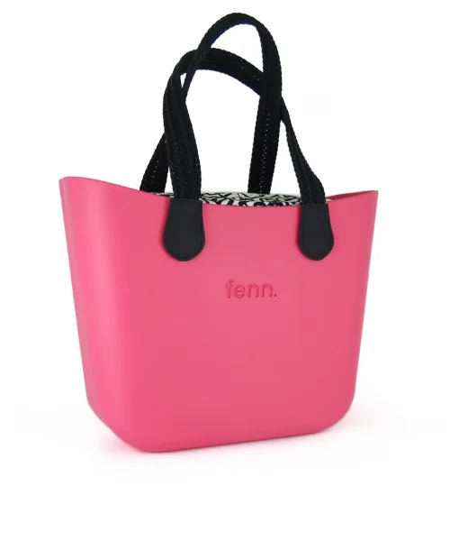 This Fushia Tote Bag features a stunning vinyl exterior that exudes sophistication while the handles and inners are interchangeable