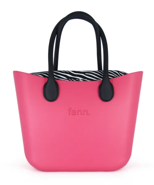 This Fushia Tote Bag features a stunning vinyl exterior that exudes sophistication while the handles and inners are interchangeable