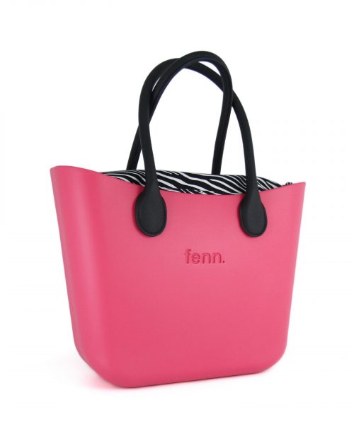 This Fushia Tote Bag features a stunning vinyl exterior that exudes sophistication while the handles and inners are interchangeable
