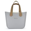 This New Grey Tote Bag features a stunning vinyl exterior that exudes sophistication while the handles and inners are interchangeable