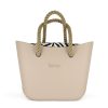 This Sand Tote Bag features a stunning vinyl exterior that exudes sophistication while the handles and inners are interchangeable