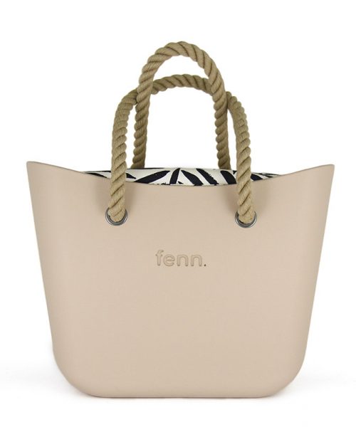 This Sand Tote Bag features a stunning vinyl exterior that exudes sophistication while the handles and inners are interchangeable