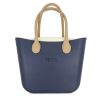 This Navy Tote Bag features a stunning vinyl exterior that exudes sophistication while the handles and inners are interchangeable