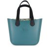 This Teal Tote Bag features a stunning vinyl exterior that exudes sophistication while the handles and inners are interchangeable