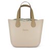 This Sand Tote Bag features a stunning vinyl exterior that exudes sophistication while the handles and inners are interchangeable