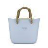 This Powder Blue Tote Bag features a stunning vinyl exterior that exudes sophistication while the handles and inners are interchangeable