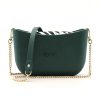 Green Shoulder Bag with a vinyl exterior, removable canvas-lined interior and an adjustable chained strap