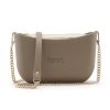 Stone Shoulder Bag with a vinyl exterior, removable canvas-lined interior and an adjustable chained strap