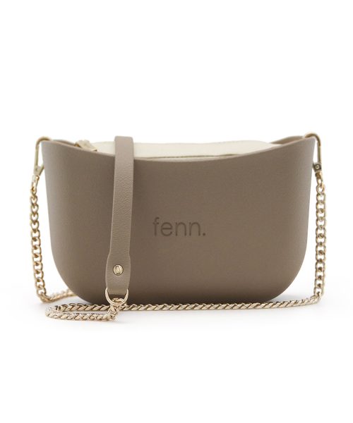 Stone Shoulder Bag with a vinyl exterior, removable canvas-lined interior and an adjustable chained strap
