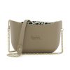 Stone Shoulder Bag with a vinyl exterior, removable canvas-lined interior and an adjustable chained strap