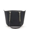 Black Mini Tote Bag with interchangeable handles and an inner made of canvas