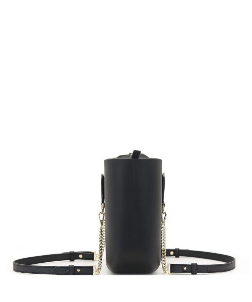 Black Mini Tote Bag with interchangeable handles and an inner made of canvas