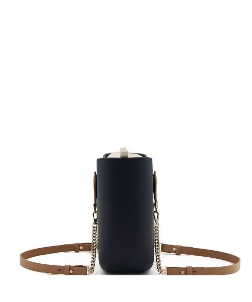 Navy Mini Tote Bag with interchangeable handles and an inner made of canvas
