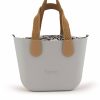 Grey Mini Tote Bag with interchangeable handles and an inner made of canvas