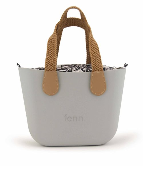 Grey Mini Tote Bag with interchangeable handles and an inner made of canvas