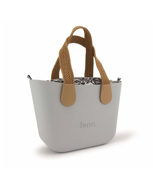Grey Mini Tote Bag with interchangeable handles and an inner made of canvas