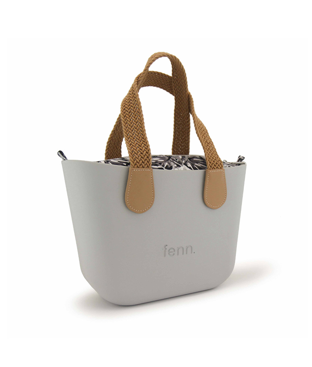 9017-2 Grey Mini Tote Bag with interchangeable handles and an inner made of canvas