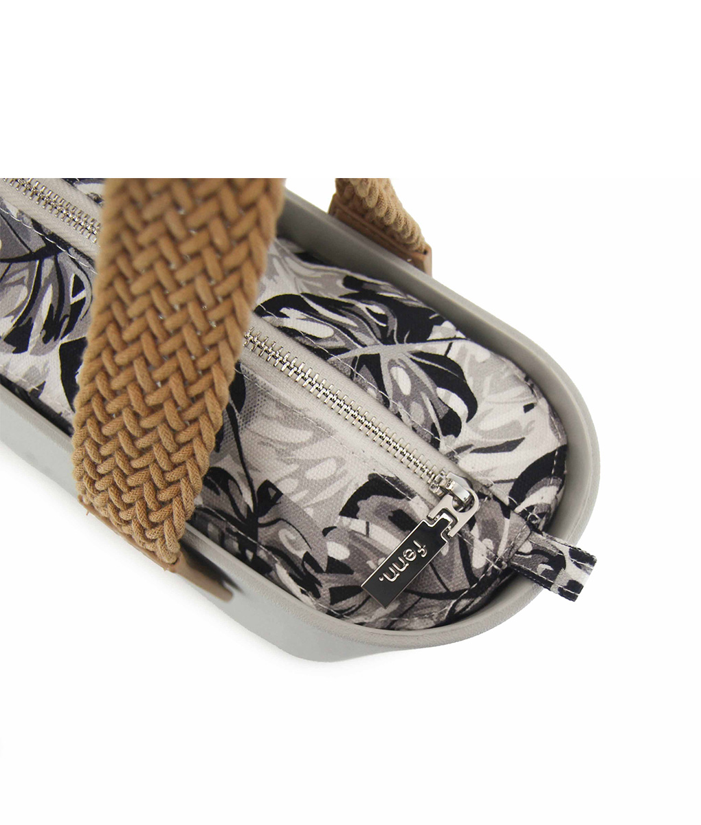 9017-3 Grey Mini Tote Bag with interchangeable handles and an inner made of canvas