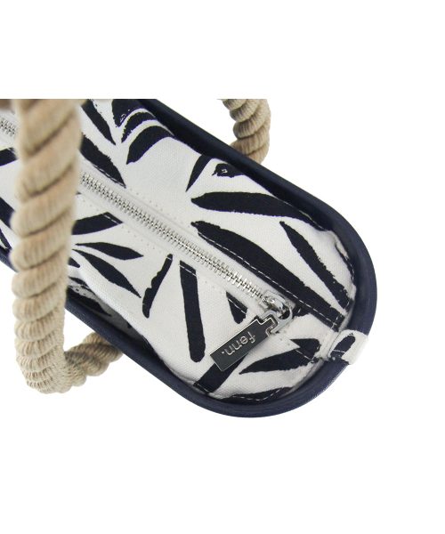 Navy Mini Tote Bag with interchangeable handles and an inner made of canvas