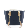 Navy Mini Tote Bag with interchangeable handles and an inner made of canvas
