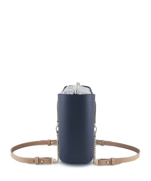 Navy Mini Tote Bag with interchangeable handles and an inner made of canvas