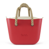 Red Mini Tote Bag with interchangeable handles and an inner made of canvas