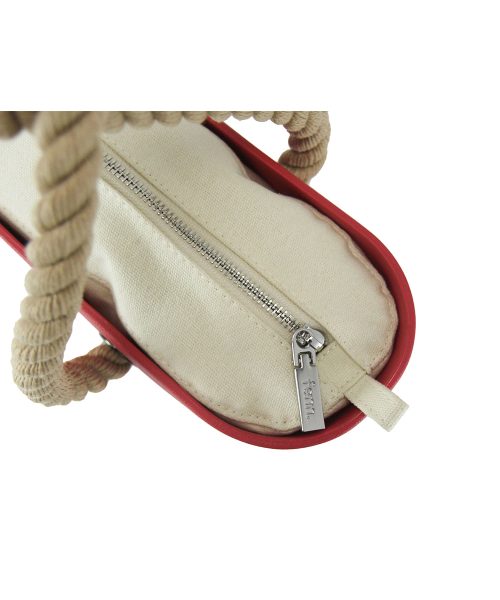 Red Mini Tote Bag with interchangeable handles and an inner made of canvas