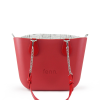 Red Mini Tote Bag with interchangeable handles and an inner made of canvas
