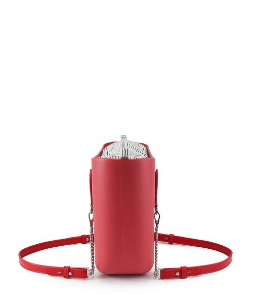 Red Mini Tote Bag with interchangeable handles and an inner made of canvas