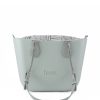 Mint Mini Tote Bag with interchangeable handles and an inner made of canvas