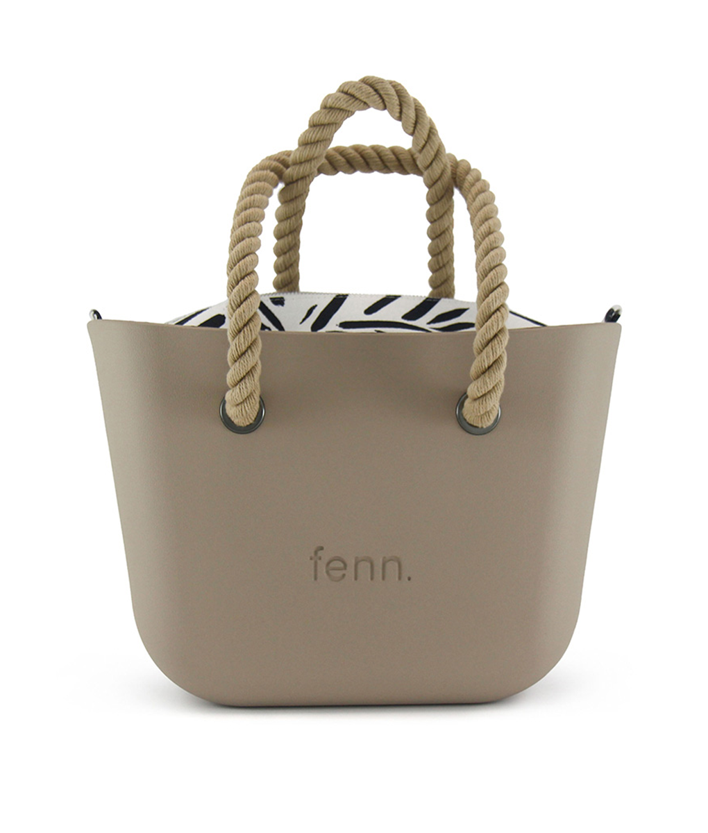 9043-1-1 Stone Mini Tote Bag with interchangeable handles and an inner made of canvas