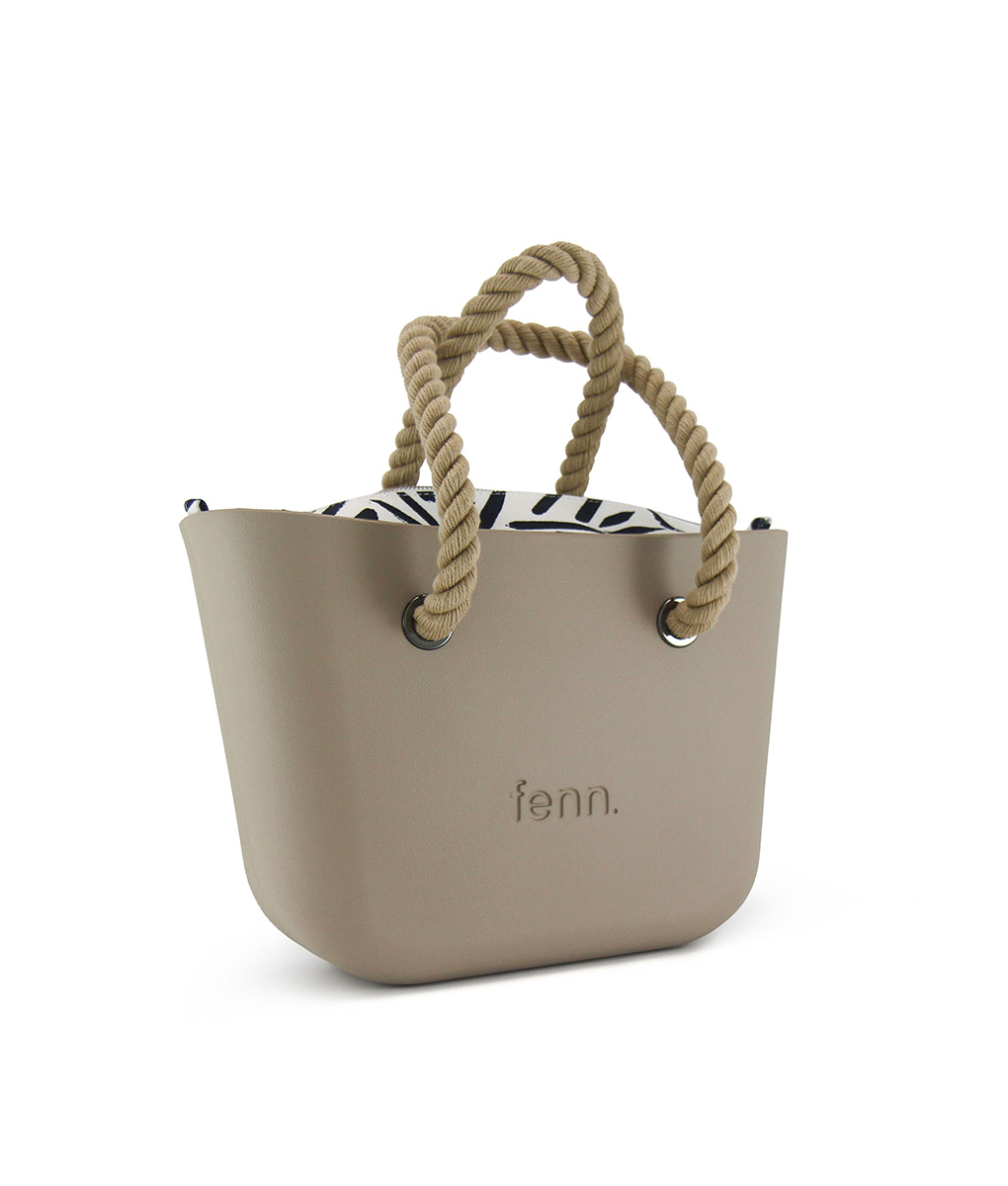 9043-2 Stone Mini Tote Bag with interchangeable handles and an inner made of canvas