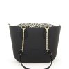 Black Mini Tote Bag with interchangeable handles and an inner made of canvas