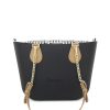Black Mini Tote Bag with interchangeable handles and an inner made of canvas