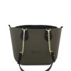 Army Green Mini Tote Bag with interchangeable handles and an inner made of canvas