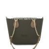 Army Green Mini Tote Bag with interchangeable handles and an inner made of canvas