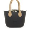 Black Mini Tote Bag with interchangeable handles and an inner made of canvas