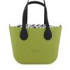 Lime Mini Tote Bag with interchangeable handles and an inner made of canvas