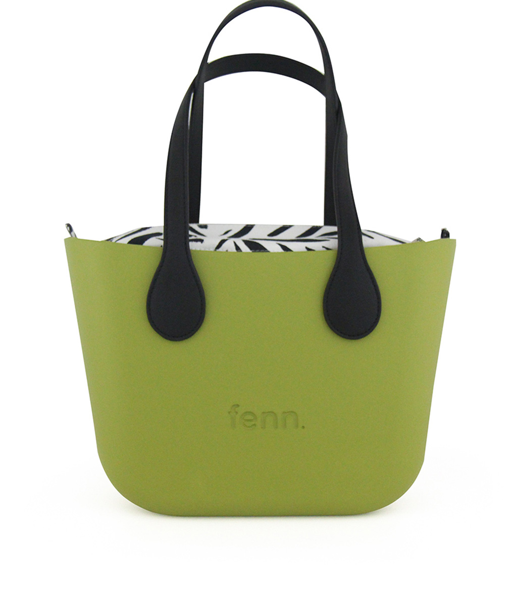 9061-1 Lime Mini Tote Bag with interchangeable handles and an inner made of canvas