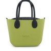 Lime Mini Tote Bag with interchangeable handles and an inner made of canvas