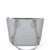 Light Grey Mini Tote Bag with interchangeable handles and an inner made of canvas