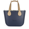 Navy Mini Tote Bag with interchangeable handles and an inner made of canvas