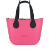Fushia Mini Tote Bag with interchangeable handles and an inner made of canvas