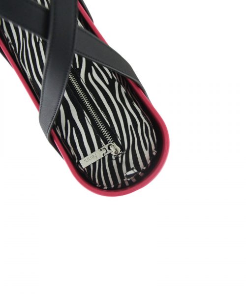 Fushia Mini Tote Bag with interchangeable handles and an inner made of canvas