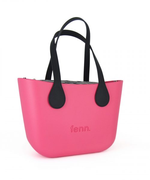Fushia Mini Tote Bag with interchangeable handles and an inner made of canvas