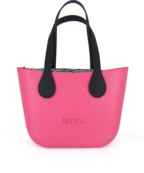 Fushia Mini Tote Bag with interchangeable handles and an inner made of canvas