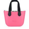 Fushia Mini Tote Bag with interchangeable handles and an inner made of canvas